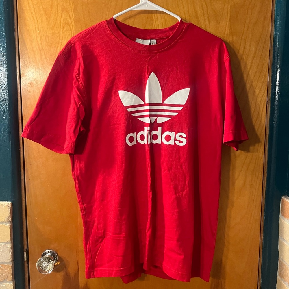 Adidas Bold Red Tee with White Accents